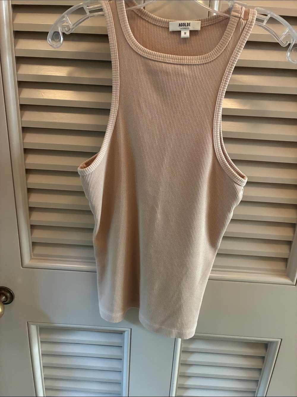Agolde Ribbed Sleeveless Tank in Light Beige